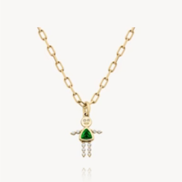 AUDRY ROSE Jewelry - AUDRY ROSE 14K / EMERALD “LULU” PENDANT W/ ANCHOR CHAIN
REAL EMERALD & DIAMONDS